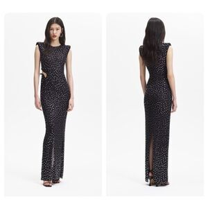 self portrait black fine lace maxi dress self-portrait Fine Lace Maxi Dress in Black